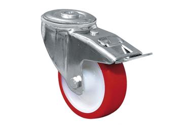 Comprar RUEDA POLIURETANO PASANTE/FRENO Ø100X30MM COF-09403242 en Ferretería el Clavo.