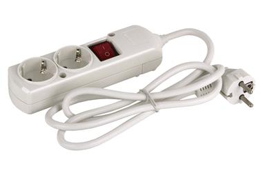 Comprar BASE BIPOLAR 2 TOMAS Y PROLONGACIÓN 1,5M CON INTERRUPTOR LUMINOS 16A250V COF-51001002 en Ferretería el Clavo.