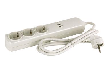 Comprar BASE BIPOLAR 3 TOMAS Y PROLONGACIÓN 1,5M CON T/T LATERAL 16A 250V USB COF-51001234 en Ferretería el Clavo.