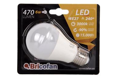 Comprar BOMBILLA LED 6W CLASIC 240º 470LM 6500K COF-52007002 en Ferretería el Clavo.