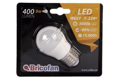 Comprar BOMBILLA LED 5W ESFÉRICA E27 220º 400LM 3000K COF-52007010 en Ferretería el Clavo.
