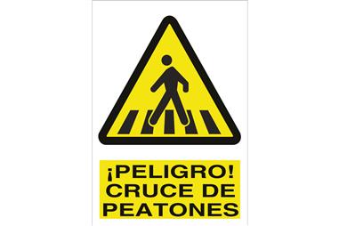 Comprar SEÑAL ADHESIVA 148X105 Peligro cruce de peatones COF-A33AD148105 en Ferretería el Clavo.