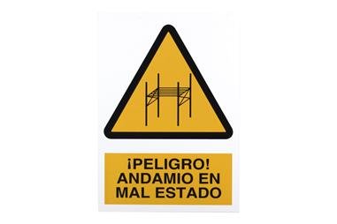 Comprar SEÑAL POLIESTIRENO 420X297 MM. Andamio en mal estado COF-A72PL420297 en Ferretería el Clavo.