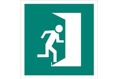Comprar SEÑAL LUMINISCENTE 297X297MM Salida emergencia Derecha COF-EV02LU297297 en Ferretería el Clavo.