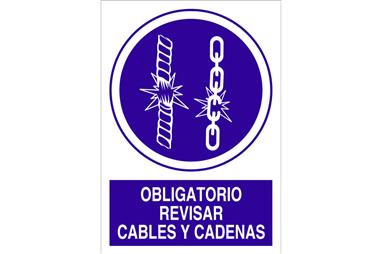Comprar SEÑAL ADHESIVA 210X148MM Obligatorio revisar cables y cadenas COF-O34AD210148 en Ferretería el Clavo.