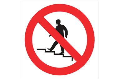 Comprar SEÑAL POLIESTIRENO 105X105MM Prohibido subir las escaleras COF-P07PL105105 en Ferretería el Clavo.